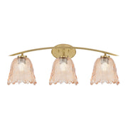 Toltec Kurve 3-Light Bath Bar | New Age Brass and Amber Lava Glass | Bathroom & Powder Room Vanity Light | 7.5 x 10.25 in | Model 3723-NAB-4233