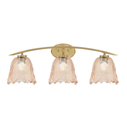 Toltec Kurve 3-Light Bath Bar | New Age Brass and Amber Lava Glass | Bathroom & Powder Room Vanity Light | 7.5 x 10.25 in | Model 3723-NAB-4233