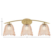 Toltec Kurve 3-Light Bath Bar | New Age Brass and Amber Lava Glass | Bathroom & Powder Room Vanity Light | 7.5 x 10.25 in | Model 3723-NAB-4233