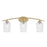 Toltec Kurve 3Lt Bath Bar, Brass, 5" Clear Textured - 3723-NAB-4250