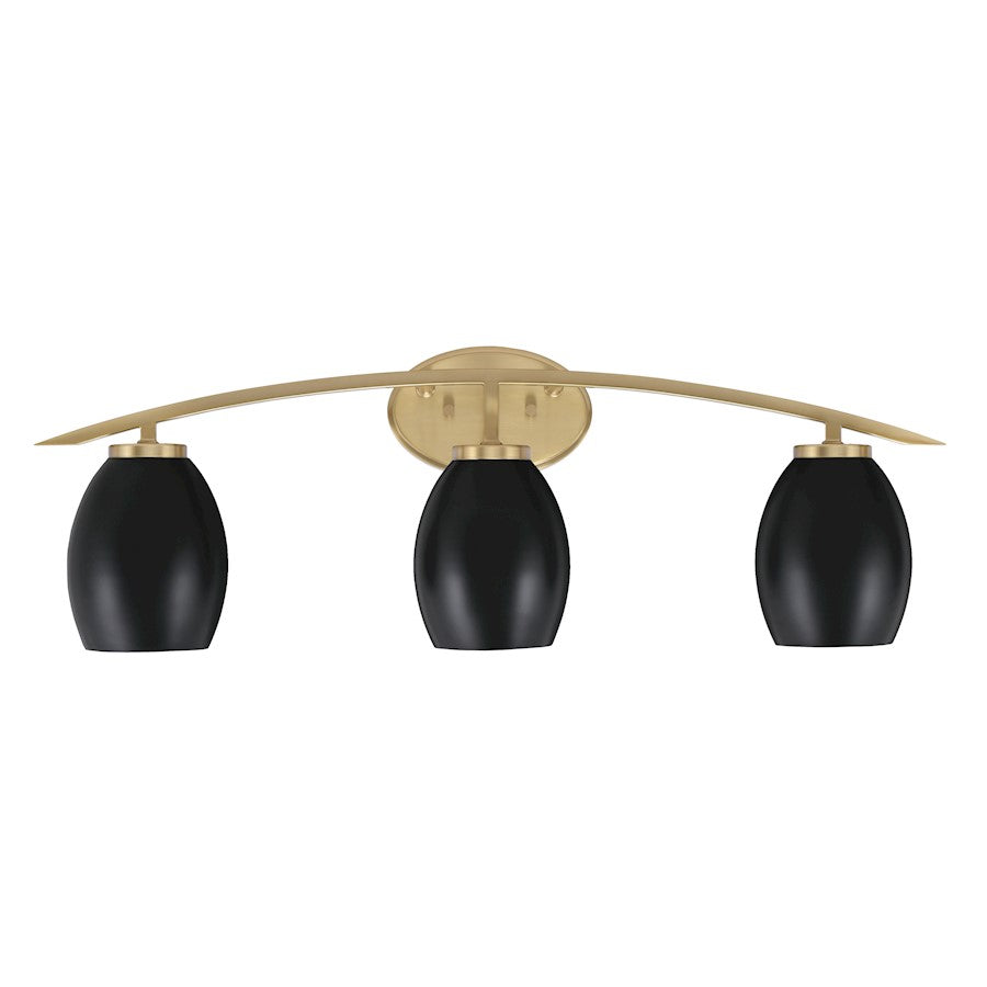 Toltec Kurve 3Lt Bath Bar, Brass, 5" Black Oval Metal - 3723-NAB-426-MB