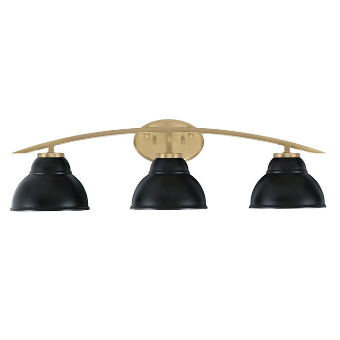 Toltec Kurve 3Lt Bath Bar, Brass, 7" Black Double Bubble Metal - 3723-NAB-427-MB