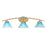 Toltec Kurve 3Lt Bath Bar, Brass, 7" Teal Crystal - 3723-NAB-458