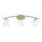 Toltec Kurve 3Lt Bath Bar, Brass, 4.5" Square White Muslin - 3723-NAB-460