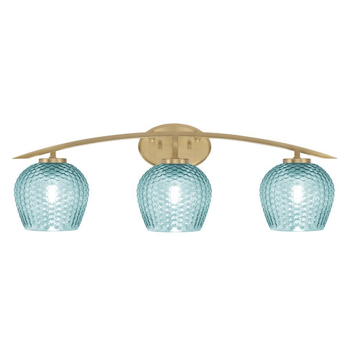 Toltec Kurve 4605 3Lt Bath Bar, Brass, 6" Turquoise Textured - 3723-NAB-4605