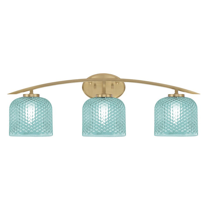 Toltec Kurve 4615 3Lt Bath Bar, Brass, 6" Turquoise Textured - 3723-NAB-4615