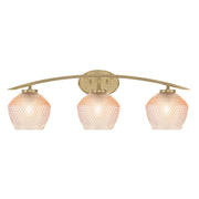 Toltec Kurve 29in 3-Light Bath Bar | New Age Brass Steel and Amber Textured Glass | Bathroom Vanity | 29 x 7.75 x 9.5 in | Model 3723-NAB-4623