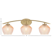 Toltec Kurve 29in 3-Light Bath Bar | New Age Brass Steel and Amber Textured Glass | Bathroom Vanity | 29 x 7.75 x 9.5 in | Model 3723-NAB-4623