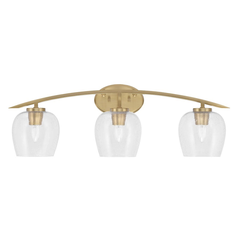 Toltec Kurve 3Lt Bath Bar, Brass, 6" Clear Bubble - 3723-NAB-4810