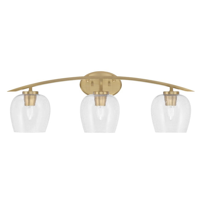 Toltec Kurve 3Lt Bath Bar, Brass, 6" Clear Bubble - 3723-NAB-4810