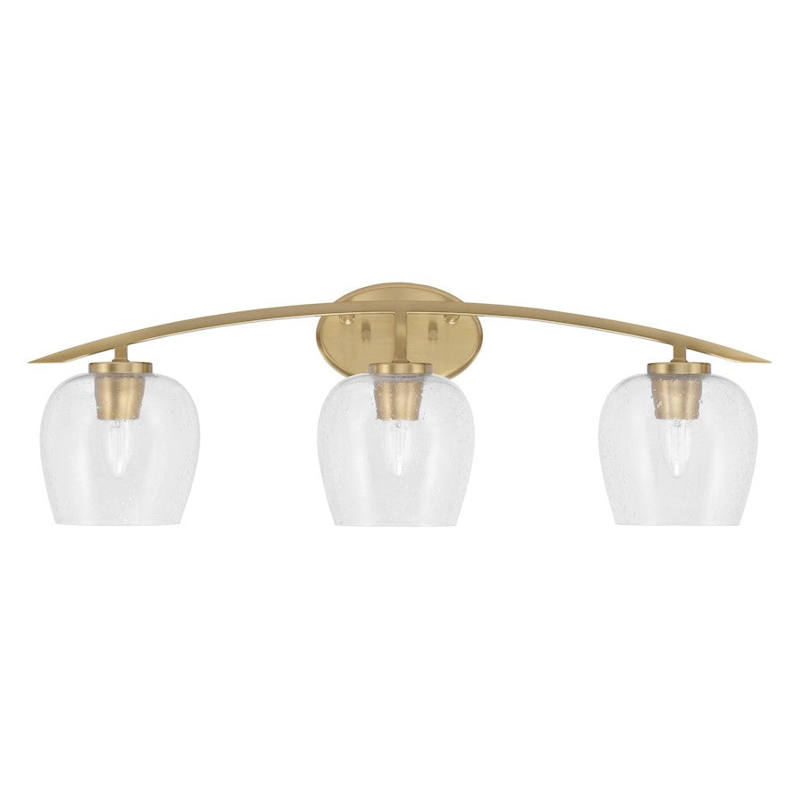 Toltec Kurve 3Lt Bath Bar, Brass, 6" Clear Bubble - 3723-NAB-4810