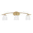 Toltec Kurve 3Lt Bath Bar, Brass, 5" Clear Ribbed - 3723-NAB-500