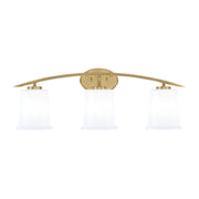 Toltec Kurve 3-Light Bath Bar | New Age Brass and White Opal Glass | Bathroom Vanity & Powder Room | 7 x 9.5 in | Model 3723-NAB-5031