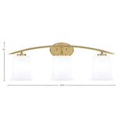 Toltec Kurve 3-Light Bath Bar | New Age Brass and White Opal Glass | Bathroom Vanity & Powder Room | 7 x 9.5 in | Model 3723-NAB-5031