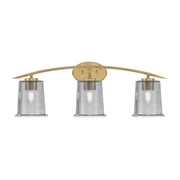 Toltec Kurve 3-Light Bath Bar | New Age Brass and Smoke Bubble Glass | Bathroom Vanity & Powder Room | 7 x 9.5 in | Model 3723-NAB-5032