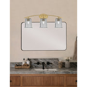 Toltec Kurve 3-Light Bath Bar | New Age Brass and Smoke Bubble Glass | Bathroom Vanity & Powder Room | 7 x 9.5 in | Model 3723-NAB-5032