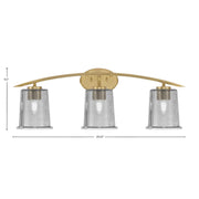 Toltec Kurve 3-Light Bath Bar | New Age Brass and Smoke Bubble Glass | Bathroom Vanity & Powder Room | 7 x 9.5 in | Model 3723-NAB-5032