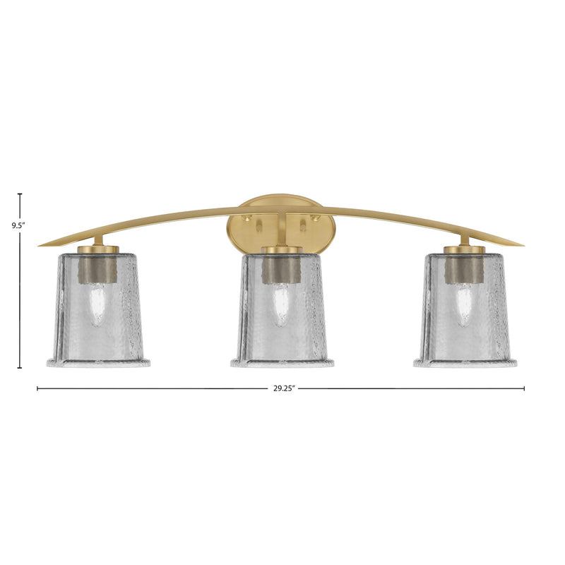 Toltec Kurve 3-Light Bath Bar | New Age Brass and Smoke Bubble Glass | Bathroom Vanity & Powder Room | 7 x 9.5 in | Model 3723-NAB-5032