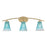 Toltec Kurve 3Lt Bath Bar, Brass, 5.5" Fluted Teal Crystal - 3723-NAB-725