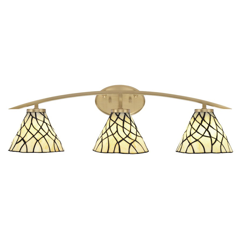 Toltec Kurve 3Lt Bath Bar, Brass, 7" Sandhill Art - 3723-NAB-9115