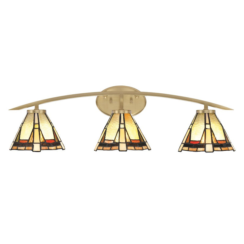 Toltec Kurve 3Lt Bath Bar, Brass, 7" Zion Art - 3723-NAB-9345