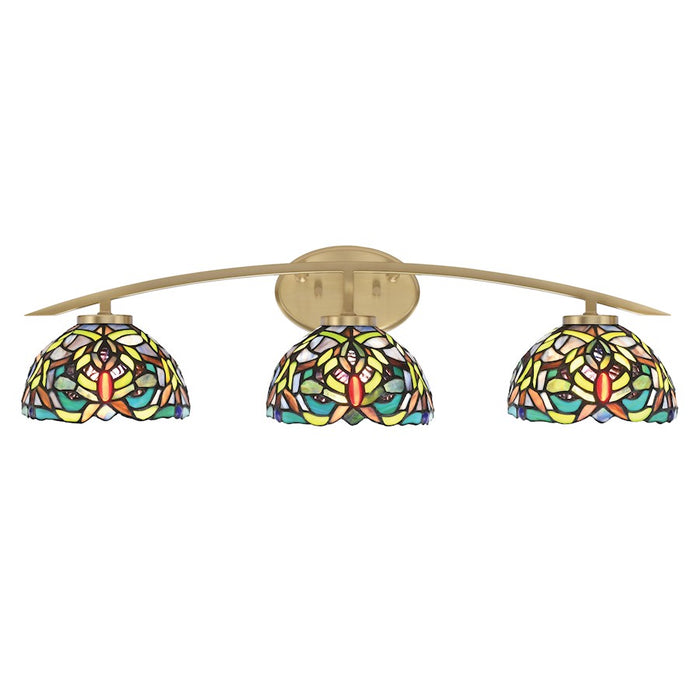 Toltec Kurve 3Lt Bath Bar, Brass, 7" Kaleidoscope Art - 3723-NAB-9905