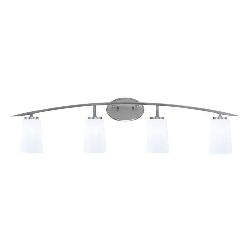 Toltec Kurve 4-Light Bath Bar | Graphite and White Opal Glass | Bathroom & Powder Room Vanity Light | 7.25 x 10.5 in | Model 3724-GP-261