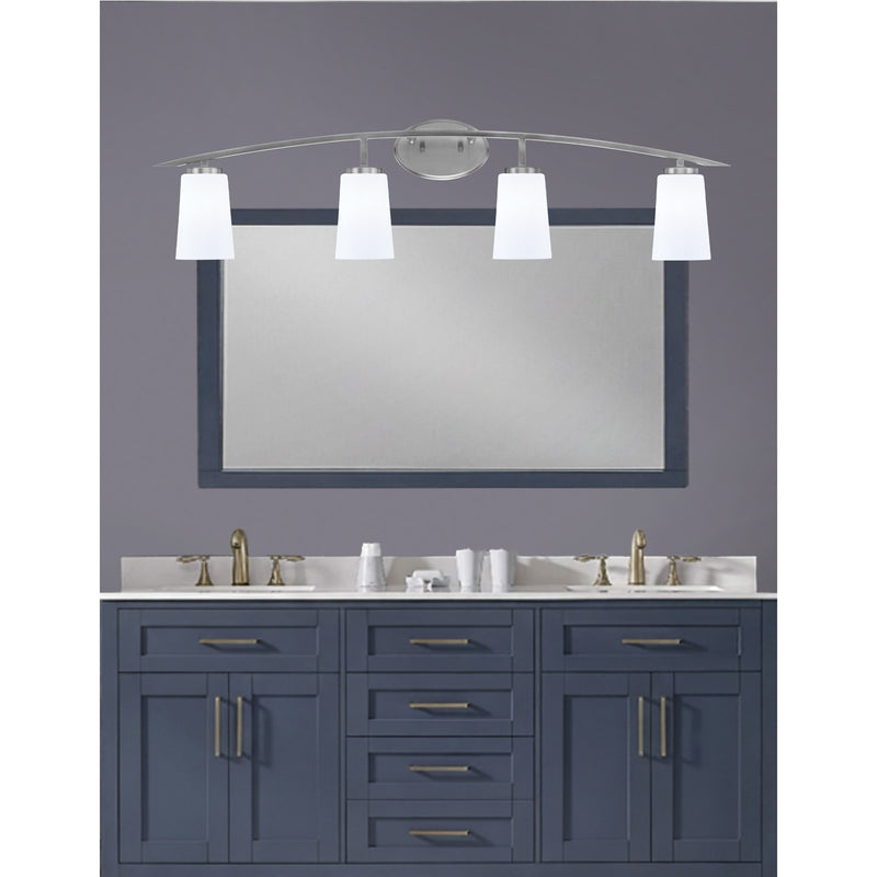 Toltec Kurve 4-Light Bath Bar | Graphite and White Opal Glass | Bathroom & Powder Room Vanity Light | 7.25 x 10.5 in | Model 3724-GP-261