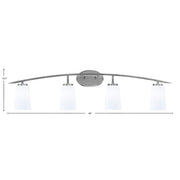 Toltec Kurve 4-Light Bath Bar | Graphite and White Opal Glass | Bathroom & Powder Room Vanity Light | 7.25 x 10.5 in | Model 3724-GP-261