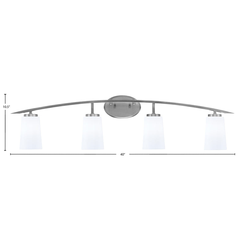 Toltec Kurve 4-Light Bath Bar | Graphite and White Opal Glass | Bathroom & Powder Room Vanity Light | 7.25 x 10.5 in | Model 3724-GP-261