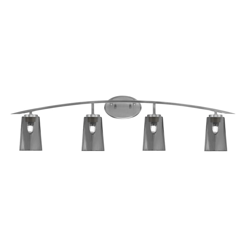 Toltec Kurve 4-Light Bath Bar | Graphite and Smoke Bubble Glass | Bathroom & Powder Room Vanity Light | 7.25 x 10.5 in | Model 3724-GP-262