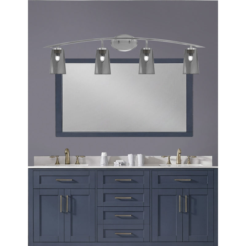 Toltec Kurve 4-Light Bath Bar | Graphite and Smoke Bubble Glass | Bathroom & Powder Room Vanity Light | 7.25 x 10.5 in | Model 3724-GP-262