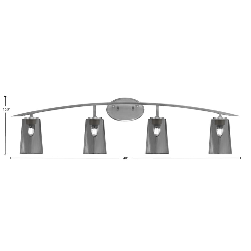 Toltec Kurve 4-Light Bath Bar | Graphite and Smoke Bubble Glass | Bathroom & Powder Room Vanity Light | 7.25 x 10.5 in | Model 3724-GP-262