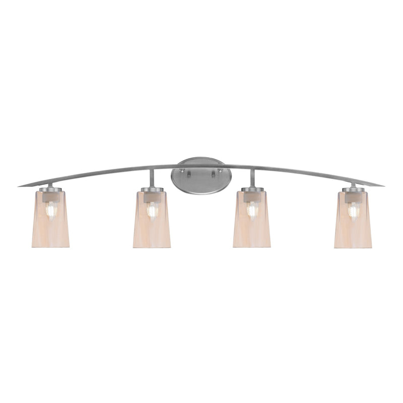 Toltec Kurve 4-Light Bath Bar | Graphite Steel and Amber Gradient Glass | Bathroom & Vanity | 7.25 x 10.5 in | Model 3724-GP-263