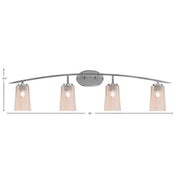 Toltec Kurve 4-Light Bath Bar | Graphite Steel and Amber Gradient Glass | Bathroom & Vanity | 7.25 x 10.5 in | Model 3724-GP-263