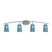 Toltec Kurve 4-Light Bath Bar | Graphite Steel and Blue Gradient Glass | Bathroom & Vanity | 7.25 x 10.5 in | Model 3724-GP-265