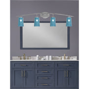 Toltec Kurve 4-Light Bath Bar | Graphite Steel and Blue Gradient Glass | Bathroom & Vanity | 7.25 x 10.5 in | Model 3724-GP-265