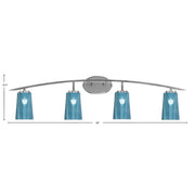 Toltec Kurve 4-Light Bath Bar | Graphite Steel and Blue Gradient Glass | Bathroom & Vanity | 7.25 x 10.5 in | Model 3724-GP-265