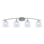 Toltec Kurve 4-Light Bath Bar | Modern Graphite Steel and Clear Lava Glass | Bathroom Vanity & Powder Room | 7.5 x 10.25 in | Model 3724-GP-4230