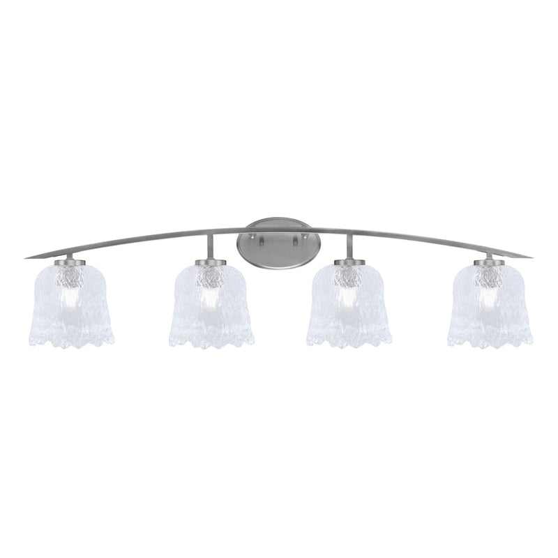 Toltec Kurve 4-Light Bath Bar | Modern Graphite Steel and Clear Lava Glass | Bathroom Vanity & Powder Room | 7.5 x 10.25 in | Model 3724-GP-4230