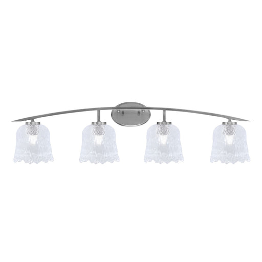 Toltec Kurve 4-Light Bath Bar | Modern Graphite Steel and Clear Lava Glass | Bathroom Vanity & Powder Room | 7.5 x 10.25 in | Model 3724-GP-4230