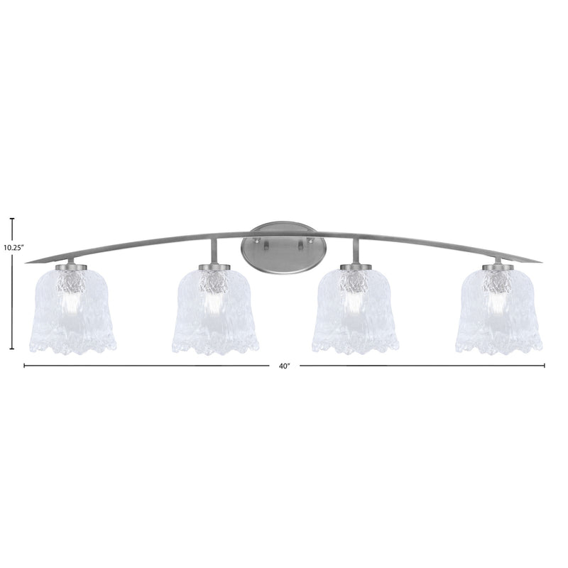 Toltec Kurve 4-Light Bath Bar | Modern Graphite Steel and Clear Lava Glass | Bathroom Vanity & Powder Room | 7.5 x 10.25 in | Model 3724-GP-4230