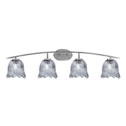 Toltec Kurve 4-Light Bath Bar | Modern Graphite Steel and Smoke Lava Glass | Bathroom Vanity & Powder Room | 7.5 x 10.25 in | Model 3724-GP-4232
