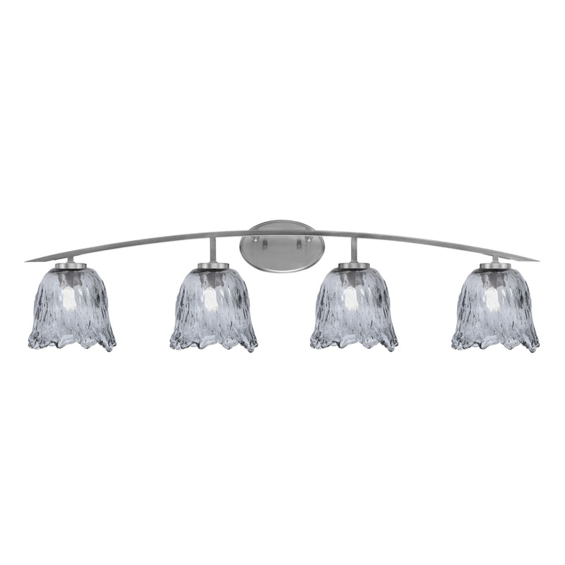 Toltec Kurve 4-Light Bath Bar | Modern Graphite Steel and Smoke Lava Glass | Bathroom Vanity & Powder Room | 7.5 x 10.25 in | Model 3724-GP-4232