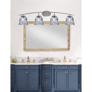 Toltec Kurve 4-Light Bath Bar | Modern Graphite Steel and Smoke Lava Glass | Bathroom Vanity & Powder Room | 7.5 x 10.25 in | Model 3724-GP-4232