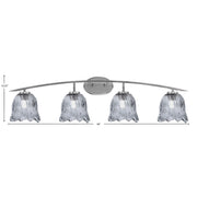 Toltec Kurve 4-Light Bath Bar | Modern Graphite Steel and Smoke Lava Glass | Bathroom Vanity & Powder Room | 7.5 x 10.25 in | Model 3724-GP-4232