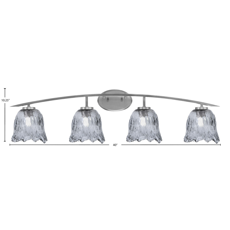 Toltec Kurve 4-Light Bath Bar | Modern Graphite Steel and Smoke Lava Glass | Bathroom Vanity & Powder Room | 7.5 x 10.25 in | Model 3724-GP-4232