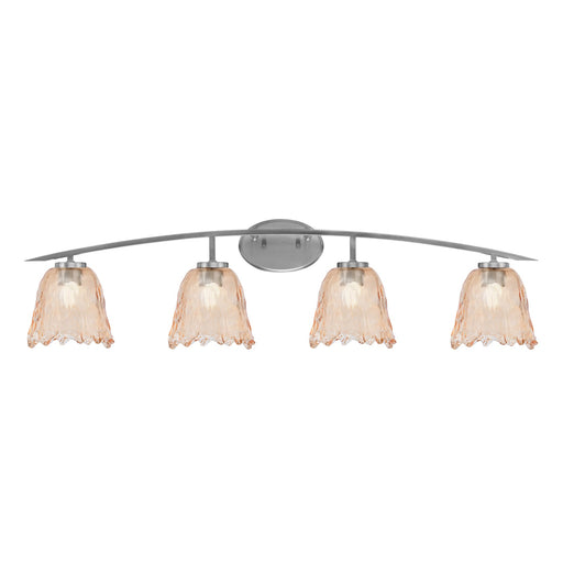 Toltec Kurve 4-Light Bath Bar | Modern Graphite Steel and Amber Lava Glass | Bathroom Vanity & Powder Room | 7.5 x 10.25 in | Model 3724-GP-4233
