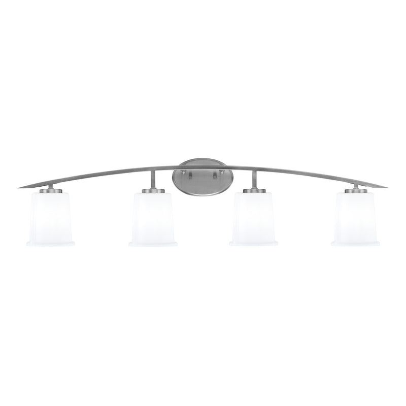 Toltec Kurve 4-Light Bath Bar | Graphite Steel and White Opal Glass | Bathroom & Vanity | 7 x 9.5 in | Model 3724-GP-5031