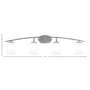 Toltec Kurve 4-Light Bath Bar | Graphite Steel and White Opal Glass | Bathroom & Vanity | 7 x 9.5 in | Model 3724-GP-5031